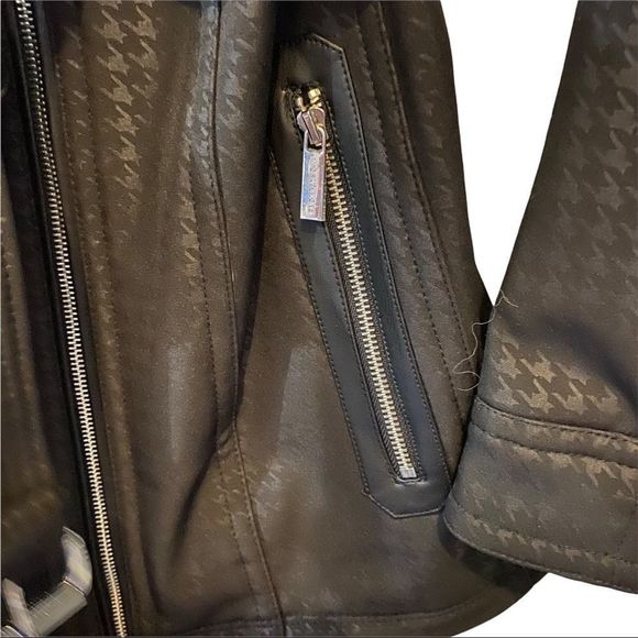 KORS Michael Kors Black Houndstooth utility Jacket trench coat waterproof small - Picture 5 of 11